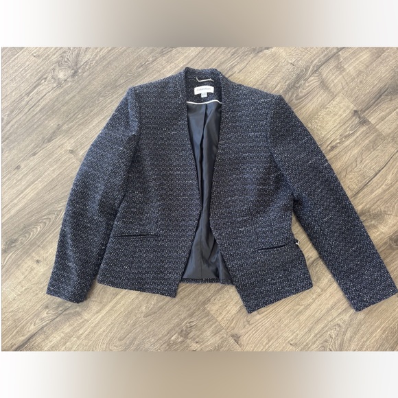 Calvin Klein Tweed Women 2- Piece Skirt Suit Set Size 14 Navy - Picture 3 of 11